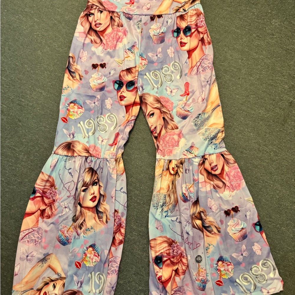 Taylor Swift Swifty Girls  Kids Flare Bell Bottoms 6-7T New